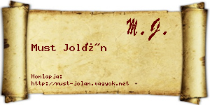 Must Jolán névjegykártya